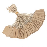 Joycraft 500 Stück Preisschilder mit Schnur 1,4x1,8 Kraftpapier-Anhänger Display-Etiketten Braun Beschreibbar China Schmuck Kleidung