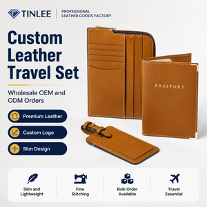 Funda para Pasaporte de Cuero PU Marrón, Juego de Etiquetas para Equipaje, Bolsillo para Tarjeta de Embarque, Bloqueo RFID, Ranura para Boletos, Cierre Magnético, Personalizable - Product Image 1