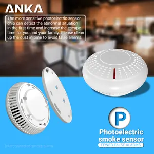 Aanka взаимосвязанный детектор дыма 10 лет батареи взаимосвязанный дымовая сигнализация детектор дыма пожарная сигнализация