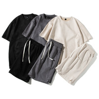 TZT101 2 pièces survêtement unisexe survêtement personnalisé à manches courtes chemises en daim shorts d'été ensemble de t-shirts pour hommes