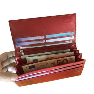 <span class=keywords><strong>Portafoglio</strong></span> Lungo da <span class=keywords><strong>Donna</strong></span> in Vera Pelle di Vacchetta Goffrata Effetto Alligatore, <span class=keywords><strong>Rosso</strong></span>, Personalizzabile, Borsa a Mano in Vera Pelle, Pochette da <span class=keywords><strong>Donna</strong></span> con Chiusura a Scatto - Product Image 5