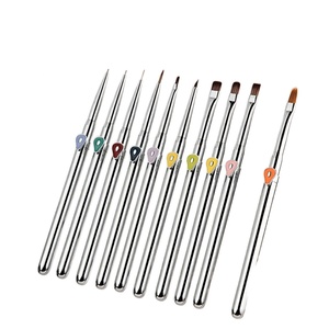 High Quality New Series Metal Handle Nail <b>Brushes</b> Set Nylon Liner Pen for Light Therapy Painting Triangle Nail Art <b>Brush</b> - Product Image 1