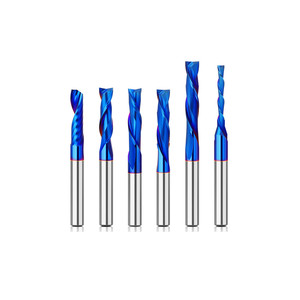 1/4 Inch Shank Nano Blue Solid Carbide <strong>Router</strong> <strong>Bit</strong> TCT Mortising CNC Flush Trim Upward <strong>and</strong> Downward Rotation Trimming Cutter - Product Image 1