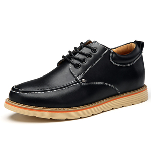 Chaussures habillées plates en cuir véritable pour hommes, décontractées et professionnelles, à lacets, avec semelle extérieure en caoutchouc antidérapante - Product Image 1