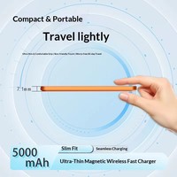 Batterie externe tout-en-un ultra-fine en alliage d'aluminium avec verre trempé, trou pour cordon, charge sans fil 15W, 5000mAh, affichage LED, Type-C