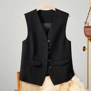 Haute qualité costume gilet femmes <span class=keywords><strong>sans</strong></span> manches manteau Style plaine affaires boutons gilet costume - Product Image 4
