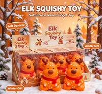 Jouet Squishy Mignon Élan Cerf de Noël Animal Doux Extensible à Remontée Lente Anti-Stress Sensoriel Fidget Cadeaux Nouveauté