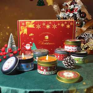 FX Christmas Scented Candle Gift Set Tin Jar Soy <b>Wax</b> Aromatherapy Candles Holiday New Year Home Decor Custom Logo - Product Image 1
