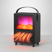 Chauffage électrique en céramique PTC effet flamme, puissance maximale 1500W, portable, avec commande mécanique et télécommande, idéal pour la maison
