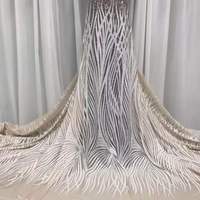 Tissu en dentelle de maille polyester brodé de sequins, style africain et français, matériau lourd et scintillant, coloré, pour mariage, vente en gros d'usine