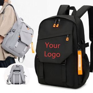 Low MOQ Custom Logo <b>Large</b> Capacity <b>School</b> Bag Solid Color Fashion Men Korean Style Student <b>Backpack</b> - Product Image 1