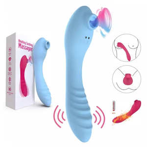 Vendita calda riscaldata Dildo vibratore di Dildo di calore 2 In 1 aspirante di calore massaggio bacchetta vibratore corpo pieno di riscaldamento ventosa vibratore aspirante aspirante Dildo - Product Image 1