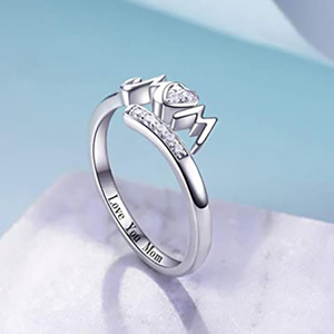Anello Aperto a Forma di Cuore con Scritta MOM per Donne, Regalo per la Festa della Mamma, Gioiello da Dito alla Moda - Product Image 5
