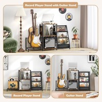 Support pour tourne-disque avec support de guitare, présentoir pour guitare acoustique, électrique, basse, tourne-disque, haut-parleur, amplificateur, support de rangement