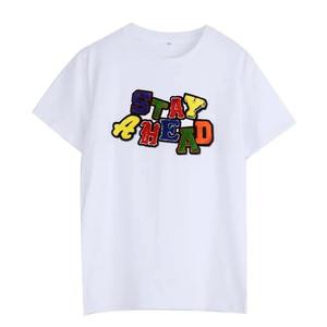 Venta al por mayor de camisas para hombres, camisetas de algodón con estampado de bordado 3D personalizado de 120GSM, ropa informal de manga corta para hombres - Product Image 1