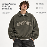 Service OEM/ODM – Nouveau Sweat-shirt Tendance Homme Vintage Personnalisé en Molleton 100% Coton avec Col Rabattu et Fermeture Éclair Courte, Style Patchwork