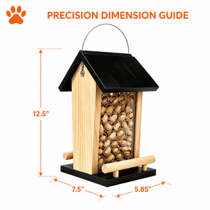 Mangeoire à cacahuètes en bois massif résistante aux intempéries pour corbeaux, écureuils et hiboux – Station à noix suspendue pour oiseaux de jardin extérieur - Product Image 5
