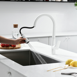 Robinet mélangeur <span class=keywords><strong>4</strong></span> en <span class=keywords><strong>1</strong></span> pour cuisine, blanc, laiton poli, robinet mélangeur pour cuisine domestique, robinets de cuisine, filtre à eau - Product Image 2