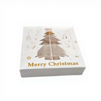 Auf Lager: Neue Weihnachtsgeschenkbox, 16-fach unterteilte quadratische weiße Kartonbox mit Fenster für Pralinen, Kuchen und Backwaren