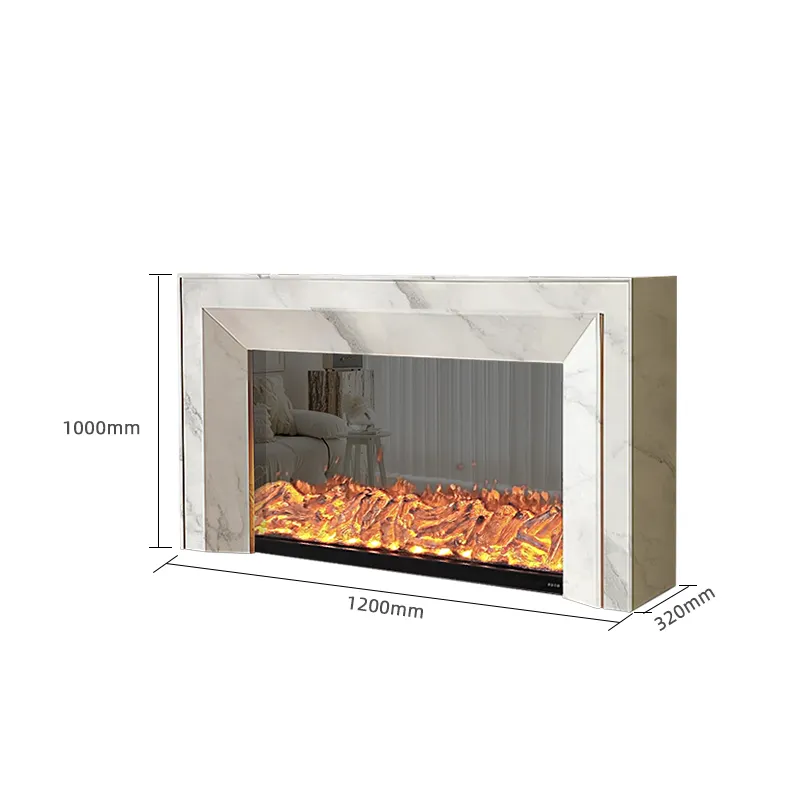 1.2 미터 프랑스 벽난로 TV 캐비닛 아날로그 불꽃 장식 전자 벽난로 빌라 거실 모조 대리석