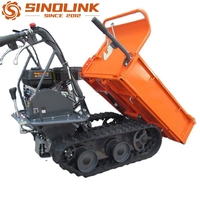 Mini-dumper chenillé durable de 6,5 CV avec benne extensible, vérin à gaz, 3 vitesses avant + 1 marche arrière et chenilles en caoutchouc de 180 mm de large