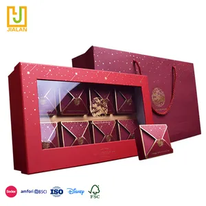Customize Wholesale Luxury Cardboard Sweet Candy Pastry Chocolate Set Packaging Gift Box with PP Window Food Custom Rigid Boxes