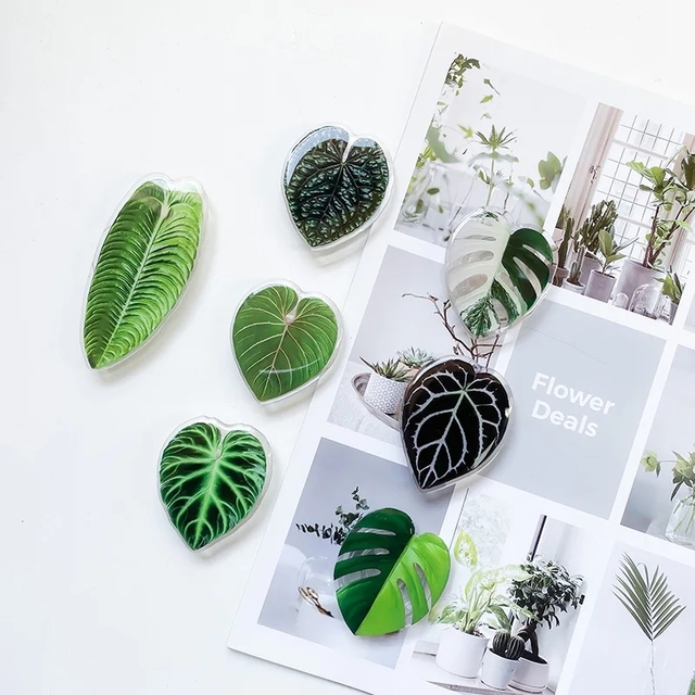 Plant Socket Folding Phone Grip Tok Pretty Leaf Acrylic Phone Holder for IPhone13 Universal Smartphone Bracket Finger Stand