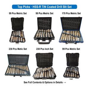 230Pcs Titan Tráng HSS-R Khoan Bit <span class=keywords><strong>Set</strong></span>, Sae 3/64 "Để 1/2" Inch Twist Jobber Bit <span class=keywords><strong>Kit</strong></span> Cho Kim Loại Khoan Trong Nhựa Trường Hợp - Product Image 6