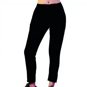 Pantalones Deportivos Largos de Punto Azul para Mujer, con Bolsillos, Transpirables, de Secado Rápido, Cintura Alta Elástica, Color Sólido, Corte Regular - Product Image 1