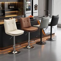 Tabouret de bar moderne en similicuir capitonné, réglable en hauteur, pivotant, avec dossier, pour îlot de cuisine et comptoir