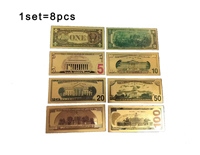 Collection de cadeaux de billets de banque en métal or Euro coloré USD 5 10 20 50 100 200 500 1000 feuille d'or durable étanche plaquée