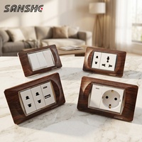 Interrupteur et prise électrique à texture bois SANSHE, prise universelle avec charge USB Type-C, ensemble modulaire de type 118