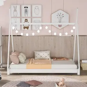 Slaapkamer Meubilair Houten Hoge Kwaliteit Bamboe Playhouse Bed Vloer Twin Kids Bed Frame