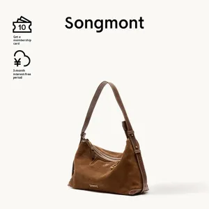 Túi đeo chéo nữ Songmont thời trang Yamashita Arimatsu Tracing Series, chất liệu da lộn, kiểu dáng hobo nông, khóa kéo, đa năng, kiểu dáng bánh bao - Product Image 2