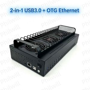 HUB USB OTG Ethernet de 20 puertos con 3 ventiladores de refrigeración para granja de bots, USB 3.0, fuente de alimentación, equipo de software, HUB de acoplamiento para granja de teléfonos - Product Image 1