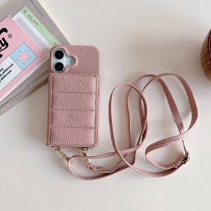 Funda de teléfono cruzada multifuncional con ranuras para tarjetas y espejo para iPhone 17 16 15 14 13 12 Pro Max, Funda de cuero PU para mujer - Product Image 1