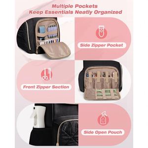 Nouvelle trousse de maquillage matelassée en diamant, grande capacité, portable, multifonctionnelle, pour les outils de soin des cheveux - Product Image 4