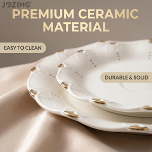 <span class=keywords><strong>Assiettes</strong></span> <span class=keywords><strong>en</strong></span> <span class=keywords><strong>porcelaine</strong></span> de luxe écologiques avec bordure dorée, motif festonné ajouré, service de vaisselle raffiné pour mariages et hôtels (vente <span class=keywords><strong>en</strong></span> gros) - Product Image 4