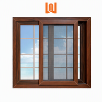 Ventanas de PVC con Marco de Madera de Color, Diseño de Mosquitera de Plástico, Ventanas Corredizas de Vidrio Personalizadas