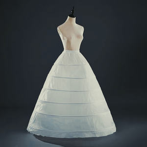 Белая свадебная подолка с 6 обручами и рюшами, 100% полиэстер, оптовая продажа для женщин - Product Image 2