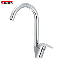 Robinet de cuisine SANIPRO à col long, eau chaude et froide, rotatif, en zinc, sans plomb, avec système de circulation interne de l'eau et cartouche en céramique