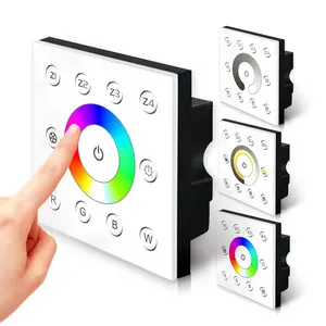 New Multi-Zone Single Color CCT RGB RGBW LED Dimmer DMX512 Controller AC85-265V 1-16 Channel Full Touch Panel 86 Type Wall Mount