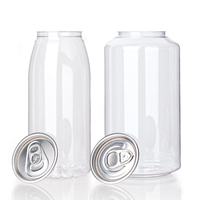 Vente en gros de canettes en plastique PET transparentes personnalisées vides de 250 ml, 350 ml, 500 ml, 650 ml, pour boissons gazeuses, café, boissons