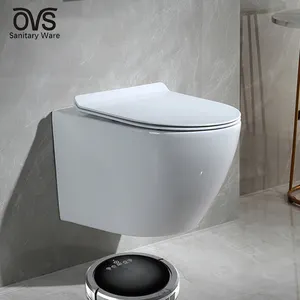 OVS banyo p-trap Remless çevreleyen durulama temiz beyaz tasarımcı duvara monte Tankless tuvalet