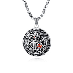Collar con escudo de los Caballeros Templarios para hombre, colgante de acero inoxidable, diseño geométrico, regalo, joyería - Product Image 5