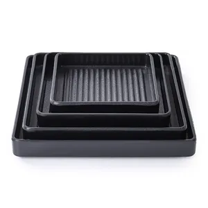 Cheap stackable black melamine tableware Japanese sashimi sushi square plate japanese sushi plate set blank melamine plate