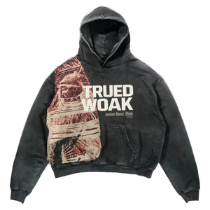 Sudadera con Capucha de Algodón Estilo Retro Y2K con Estampado de Calavera Gótica, Lavado Personalizado - Product Image 1