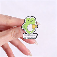 Broche en émail Grenouille grincheuse avec tasse à café, en alliage de zinc, pour sac à dos, veste, chapeau, revers, accessoire de collection, cadeau