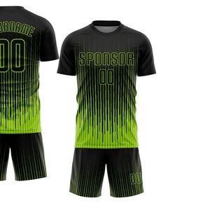 Conjunto de Uniforme de Fútbol de Manga Corta con Líneas de Neón, Ropa Deportiva Transpirable de Alto Rendimiento, Kit de Entrenamiento para Partidos - Product Image 2