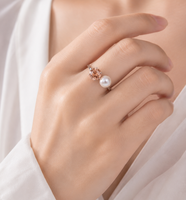 Bague en perle d'eau douce rose blanche